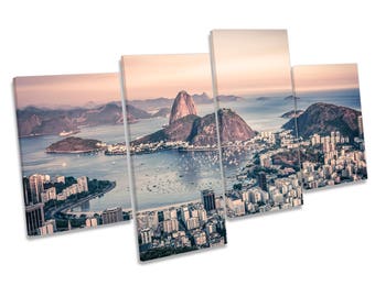Rio de Janeiro City Brazil Multi CANVAS WALL ART Picture Print