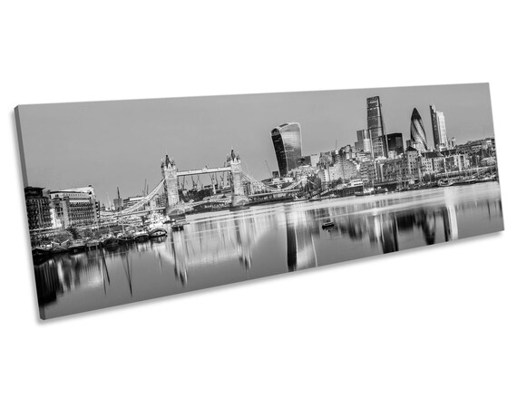 Cityscape London Skyline B/&W MULTI CANVAS WALL ART Boxed Framed