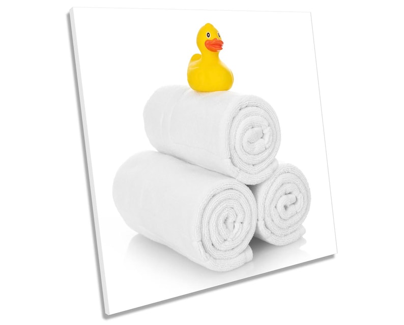 Rubber Duck Towels Bathroom Picture CANVAS WALL ART Square Etsy