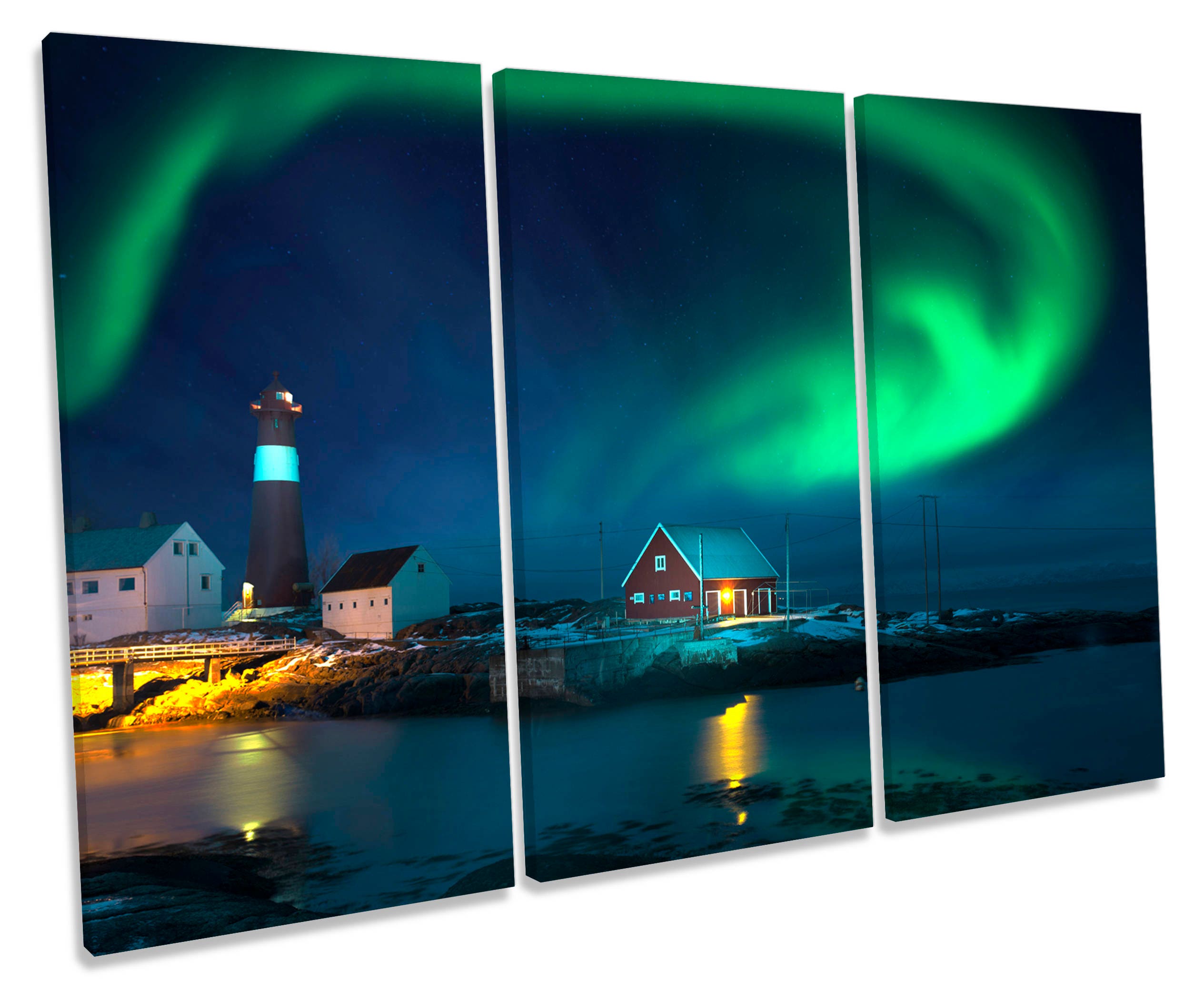Northern Lights Lighthouse CANVAS WALL ART Treble Box Frame Etsy