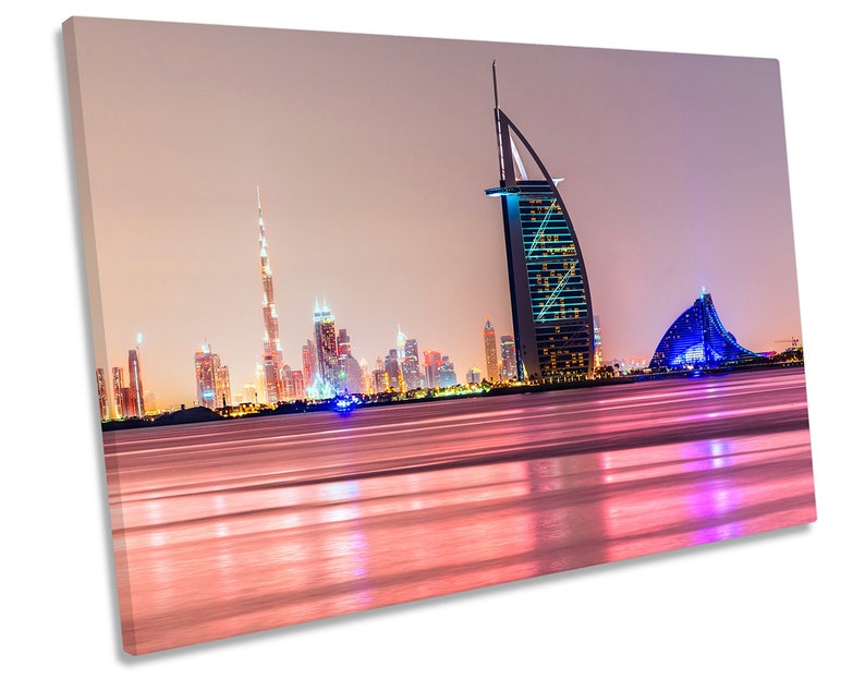Dubai Skyline City CANVAS WALL ART Framed Print Etsy