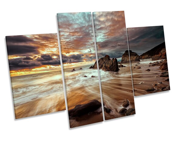 Seascape Beach Coast Sunset CANVAS WALL ART Multi Panel | Etsy