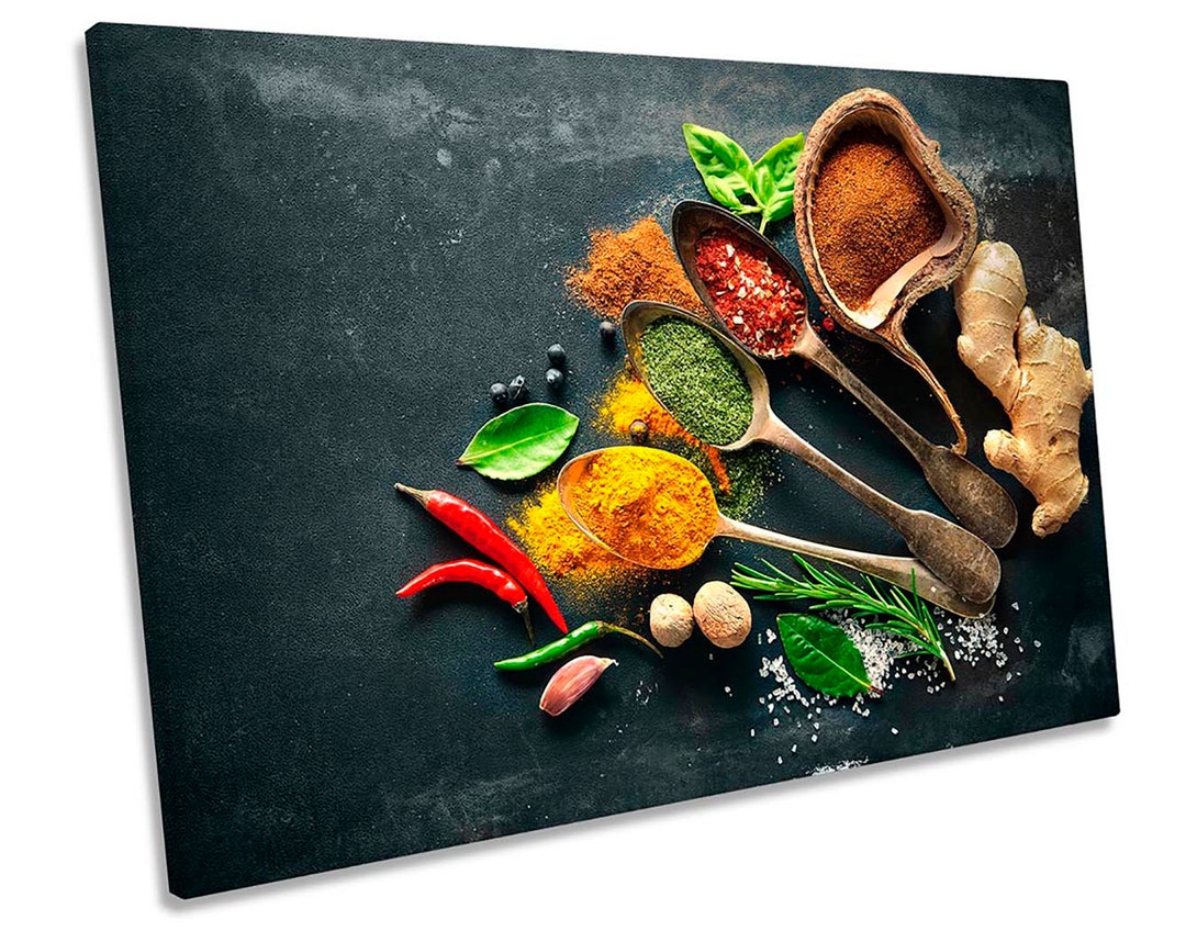 Herbs Kitchen Spices Café Picture CANVAS WALL ART Print Etsy