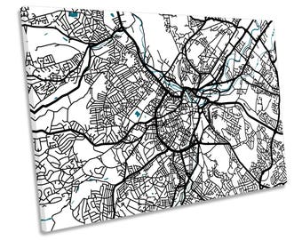 Sheffield Map City Minimalistic Modern CANVAS WALL ART Framed Print