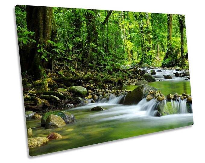 Green Forest River Landscape CANVAS WALL ART Print Picture - Etsy