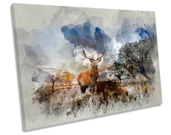 Stag Deer Landscape Highlands CANVAS WALL ARTWORK Print Art