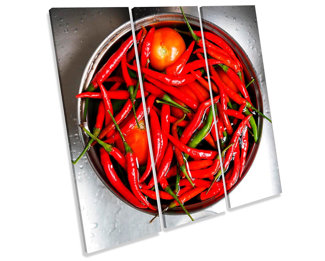Red Chilli Kitchen Bowl Framed Treble Square CANVAS PRINT Wall Etsy UK