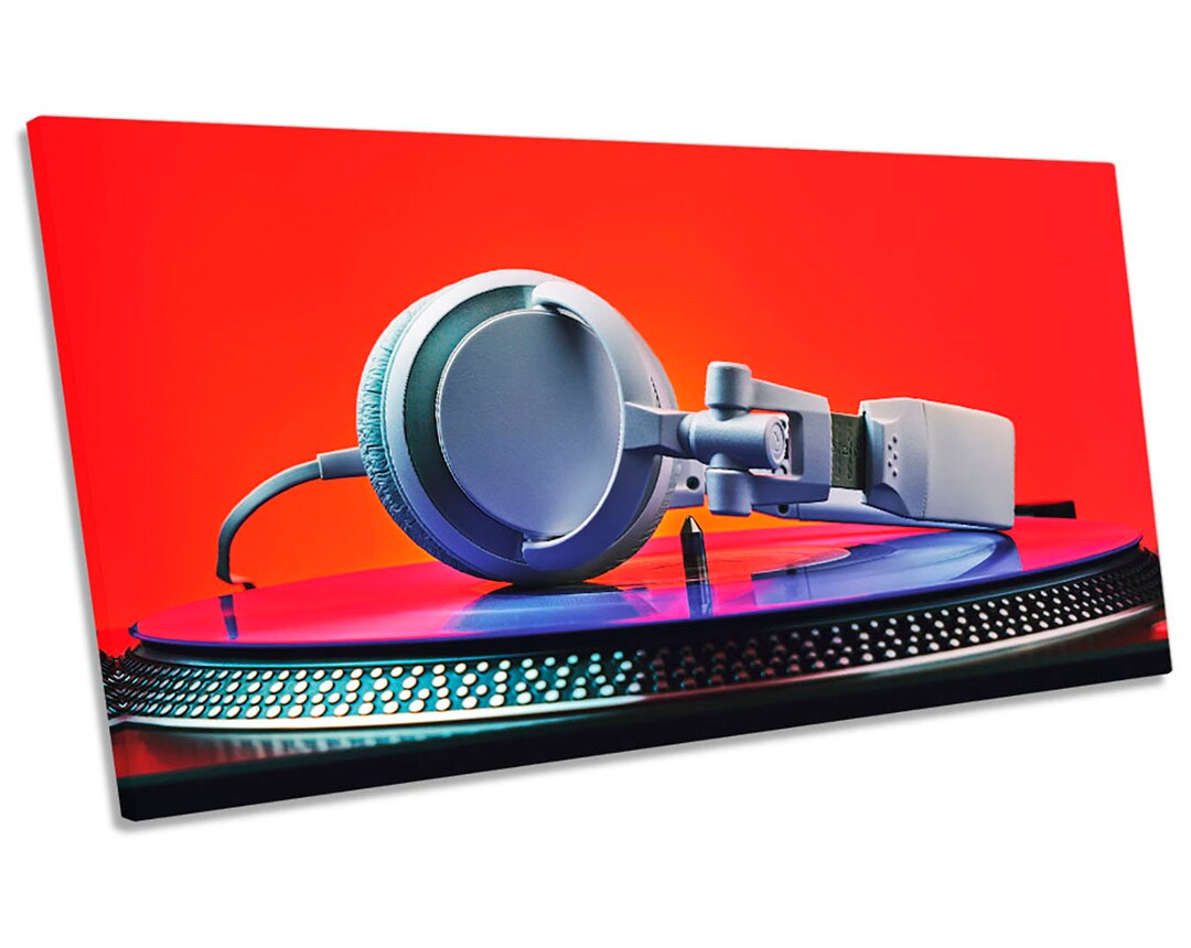 DJ Decks Headphones Red Music Framed Panoramic CANVAS PRINT Etsy 日本