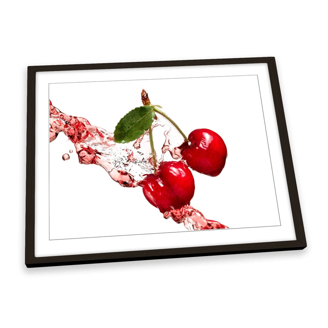 Red Cherry Fruit Splash Kitchen FRAMED ART PRINT Picture Poster Artwork