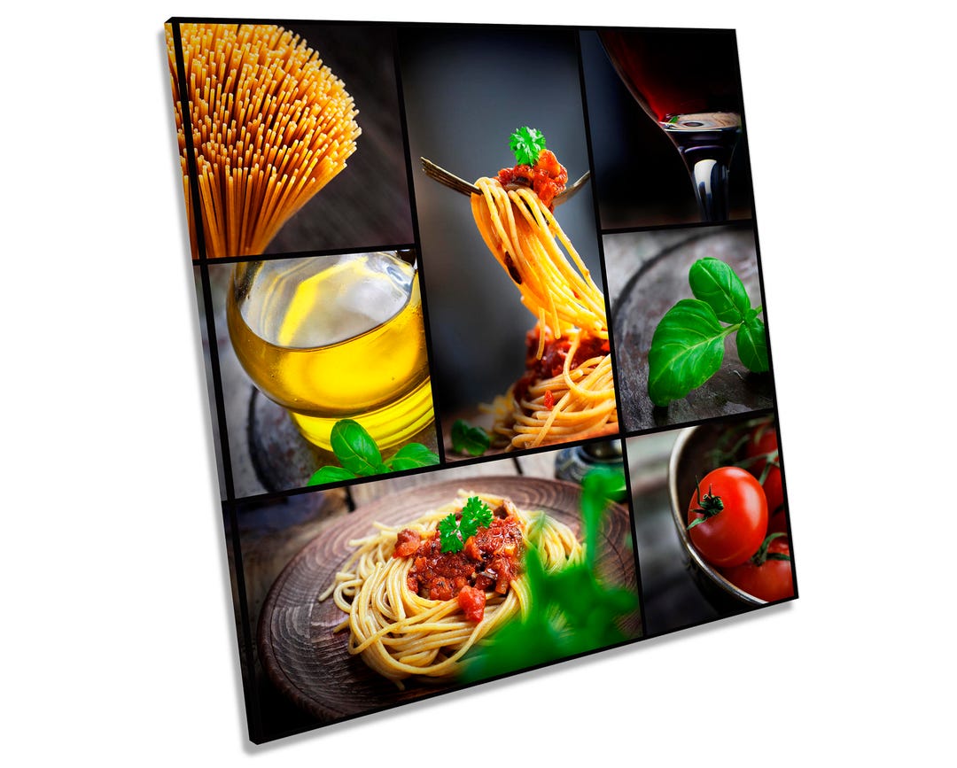 food photography canvas print: kitchen & restaurant... Pasta Italian Kitchen Food Drink CANVAS WALL ART Square Print - Etsy