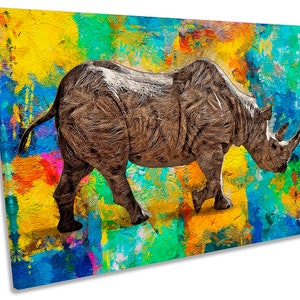 Rhino Modern CANVAS WALL ART Picture Print image 1