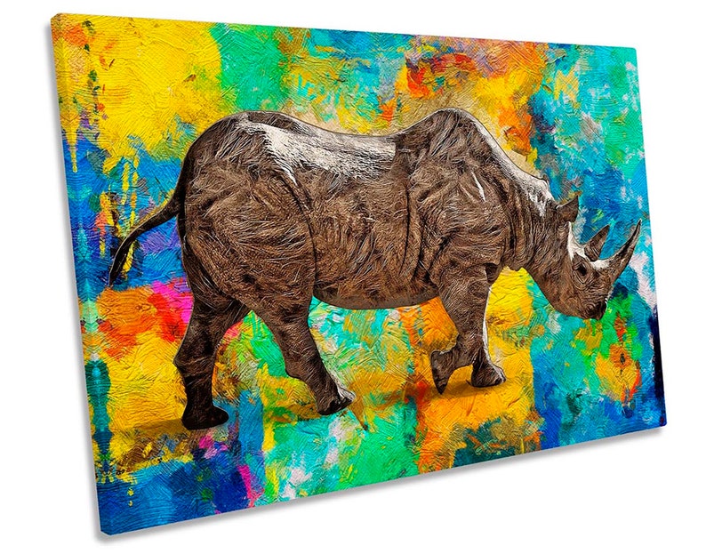 Rhino Modern CANVAS WALL ART Picture Print image 1