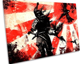 Samurai Sunset Japan CANVAS WALL ART Picture Print