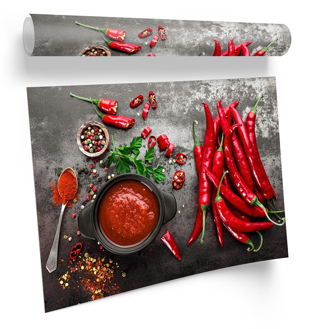 Red Chilli Kitchen Soup cafe FRAMED ART PRINT Picture Poster Etsy