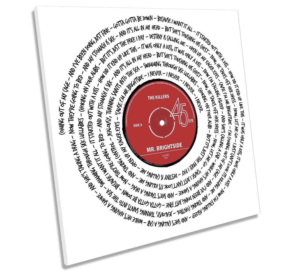 Any Favourite Song Lyrics Vinyl Record CANVAS WALL ART Box Etsy