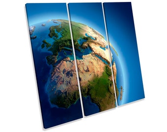 Planet Earth Space Framed Blue Treble Square CANVAS PRINT Wall Art