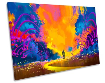 Colourful Abstract Landscape CANVAS WALL ART Picture Print