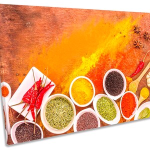 Mixed Spices Kitchen Picture Orange CANVAS WALL ART Print