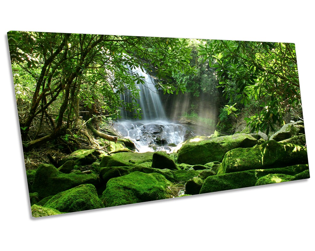 Rain Forest Waterfall Sunrise Panoramic CANVAS WALL ART Box Frame - Etsy