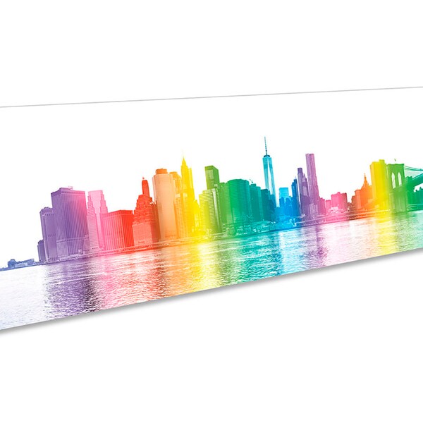 New York City Rainbow Picture Panoramic CANVAS WALL ART Print