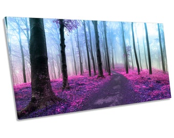 Purple Forest Misty CANVAS ART Print Panoramic Picture