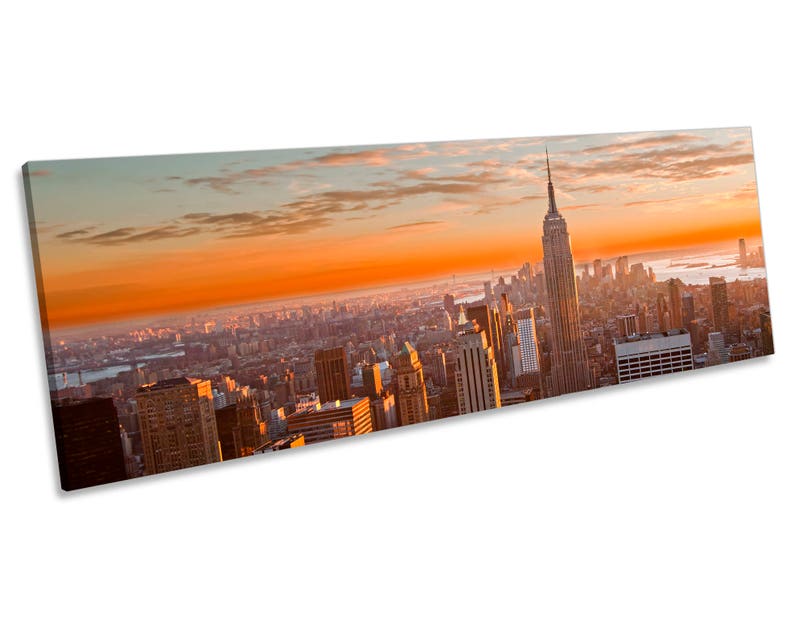 New York City Skyline Blau Leinwand Wandkunst Panorama Etsy