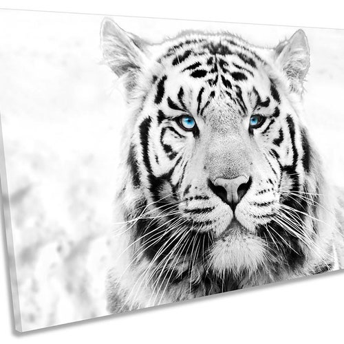 White Tiger Canvas Tiger Painting Tiger Print Tiger Art Etsy