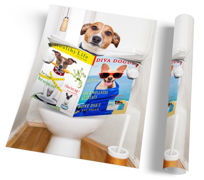 Jack Russell Terrier Toilet FRAMED ART PRINT Picture Portrait Etsy