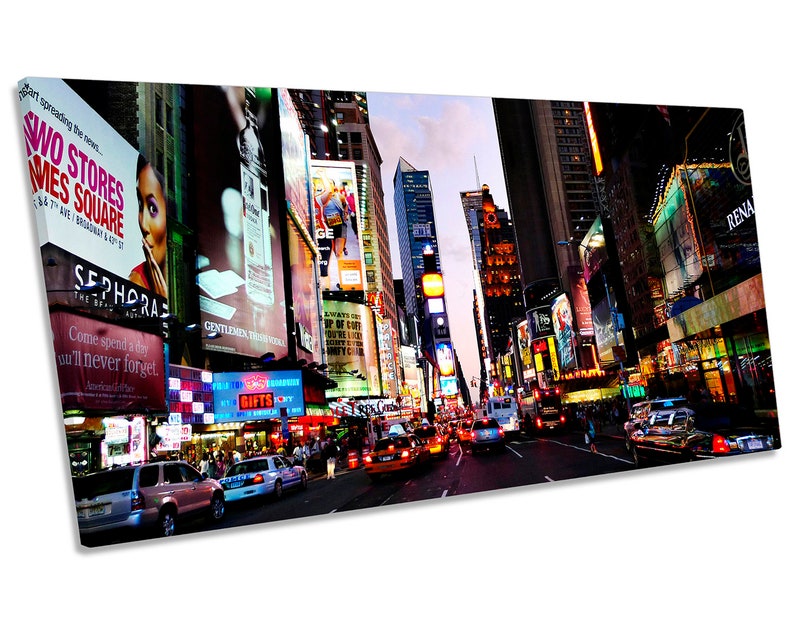 Times Square New York City Scene Panoramic Box Frame CANVAS Etsy