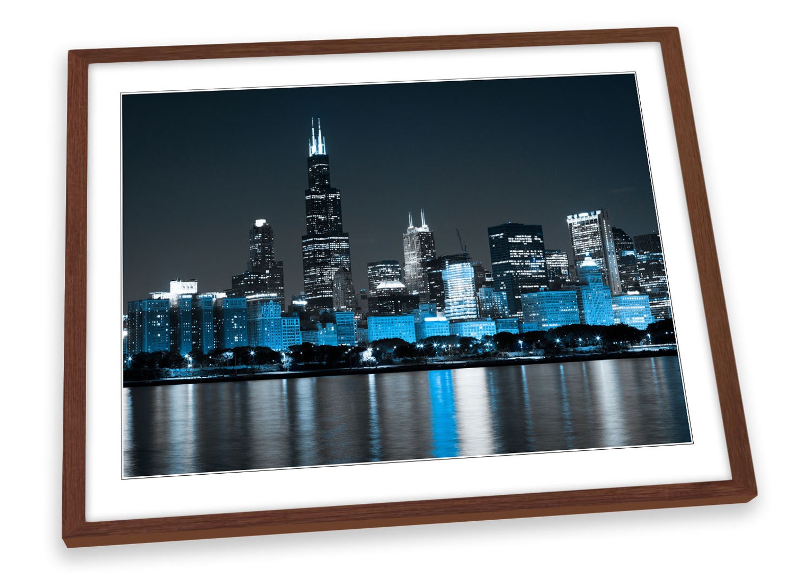 Chicago Skyline Illinois Blue FRAMED ART PRINT Picture Poster | Etsy