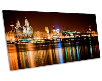 Liverpool City Skyline CANVAS WALL ART Panoramic Framed Print | Etsy UK