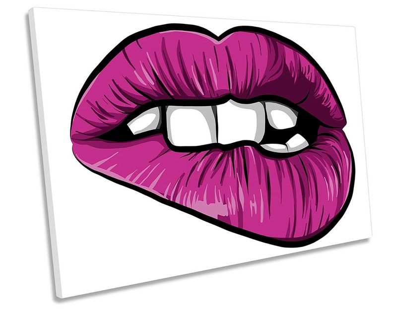 Sexy Lips Bite Fashion CANVAS WALL ART Picture Print Etsy