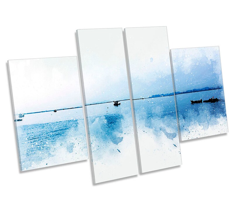 Simple Blue Seascape CANVAS WALL ARTWORK Four Panel Art