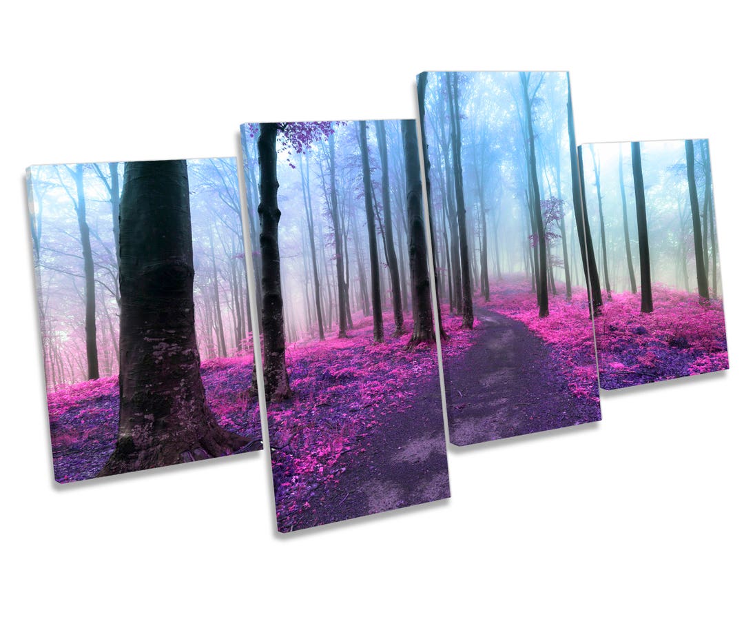 Purple Forest Misty CANVAS WALL ART Four Panel Print - Etsy