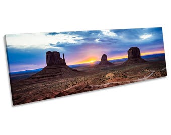 Monument Valley Arizona Utah Sunset CANVAS WALL ART Panoramic Framed Print