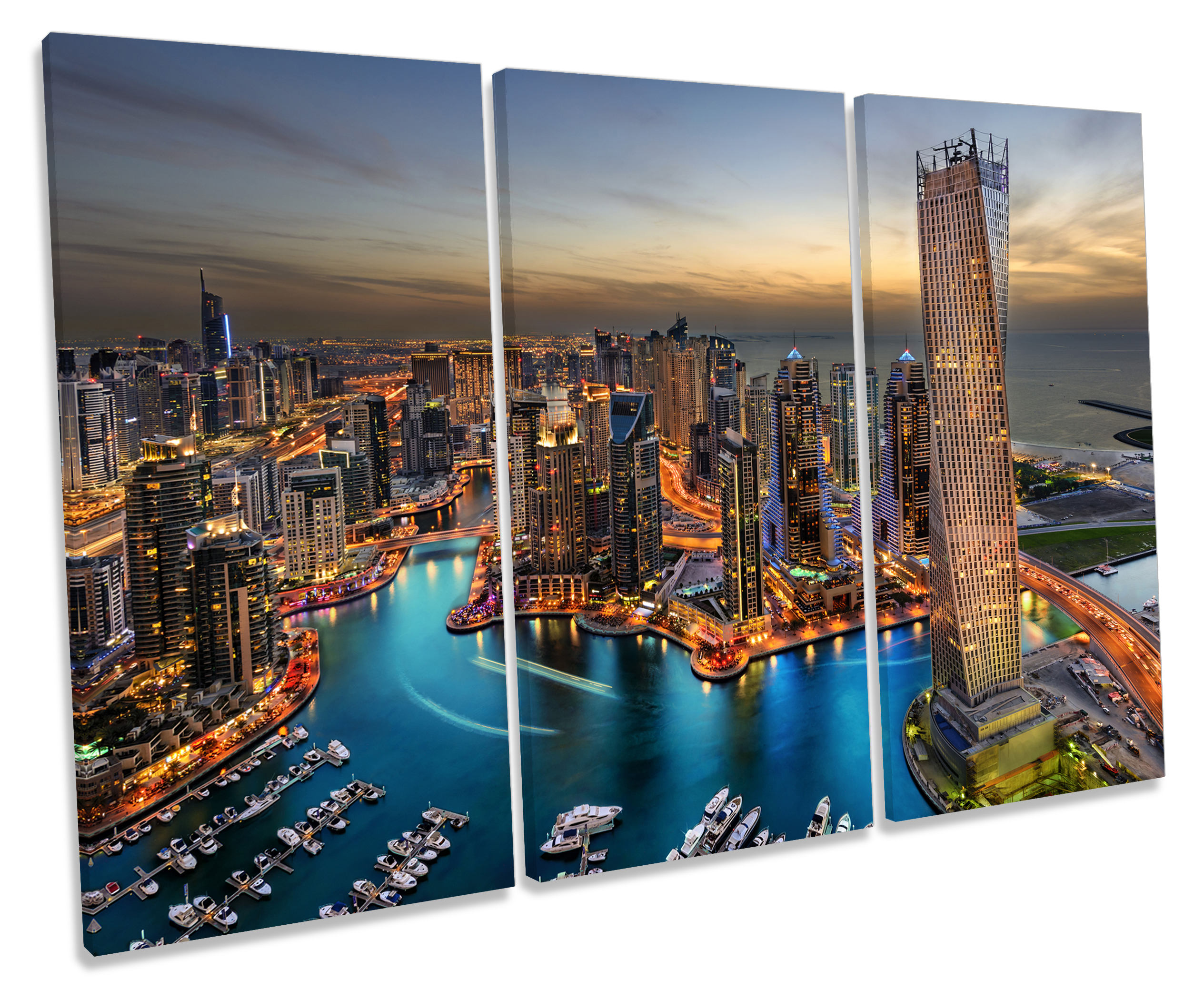 Dubai Skyline Marina CANVAS WALL ART Treble Box Frame Print Etsy