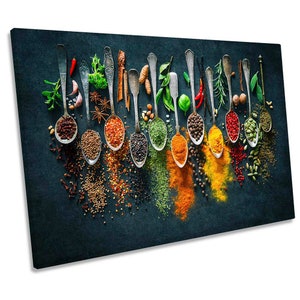 Herbs Spices Cooking Kitchen CANVAS WALL ART Picture Print image 1