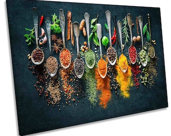 Herbs Spices Cooking Kitchen CANVAS WALL ART Picture Print