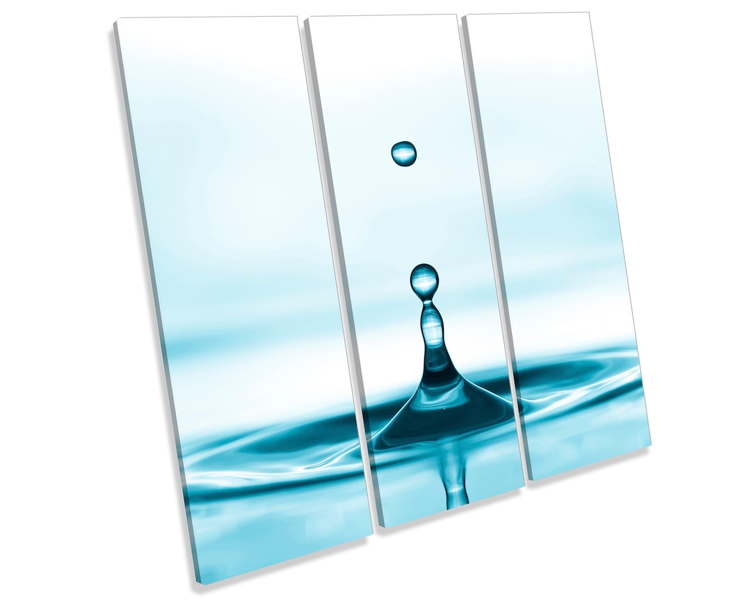 Blue Bathroom Water Drop CANVAS WALL ART Treble Square Print Etsy