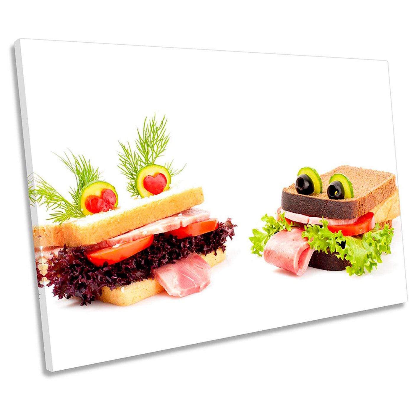 Funny Sandwiches Food Kitchen CANVAS WALL ART Picture Print