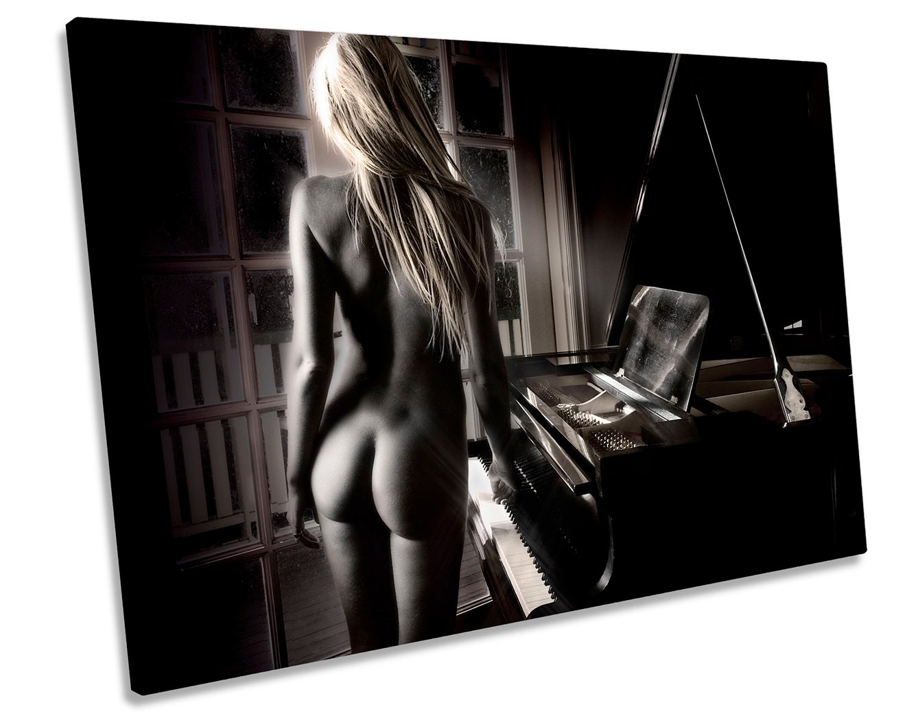Sexy Nude Piano Lady CANVAS WALL ART Box Framed