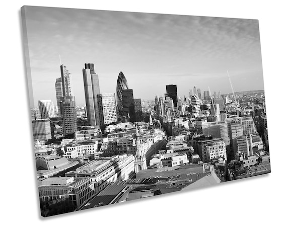 Cityscape London Skyline B/&W MULTI CANVAS WALL ART Boxed Framed