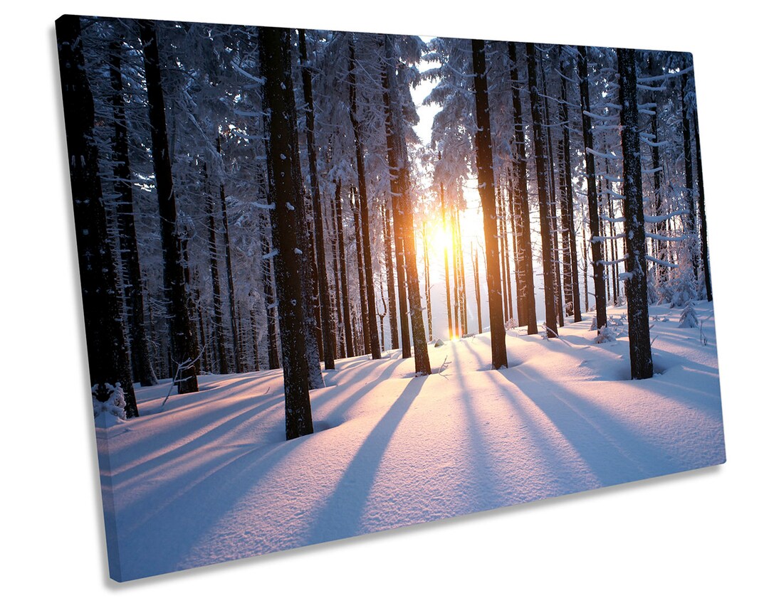 Sunset Snow Forest Landscape CANVAS WALL ART Winter Picture Print - Etsy