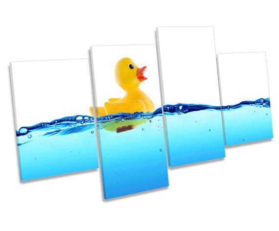 Rubber Duck Water Bathroom CANVAS WALL ART Four Panel Print