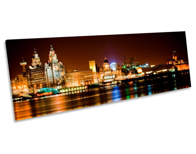 Liverpool City Skyline Canvas Wall Art Panoramic Framed Print