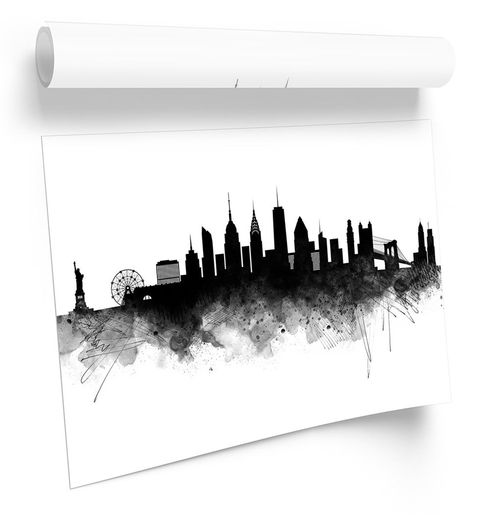 New York Abstract City Skyline Black FRAMED ART PRINT Picture - Etsy