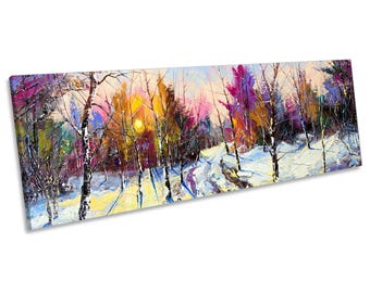 Abstract Winter Forest Panoramic CANVAS WALL ART Framed Print