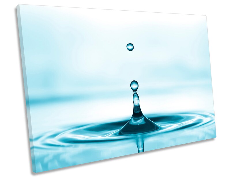 Blue Bathroom Water Drop CANVAS WALL ART Picture Print Etsy