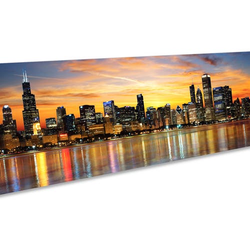 Chicago Skyline on Canvas Large Wall Art Chicago Print Etsy