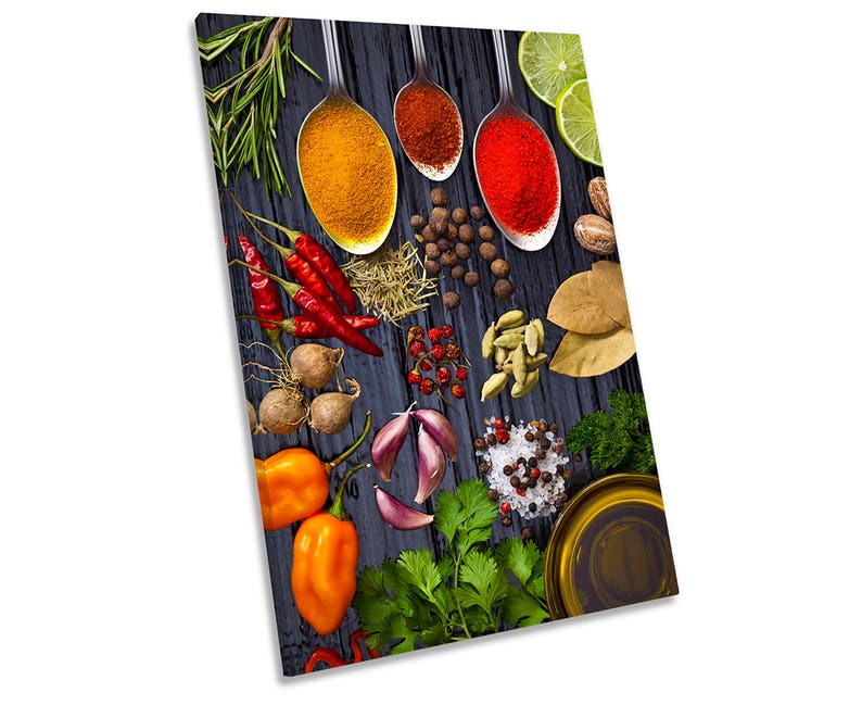Spices Herbs Kitchen Framed CANVAS WALL ART Portrait Print Etsy